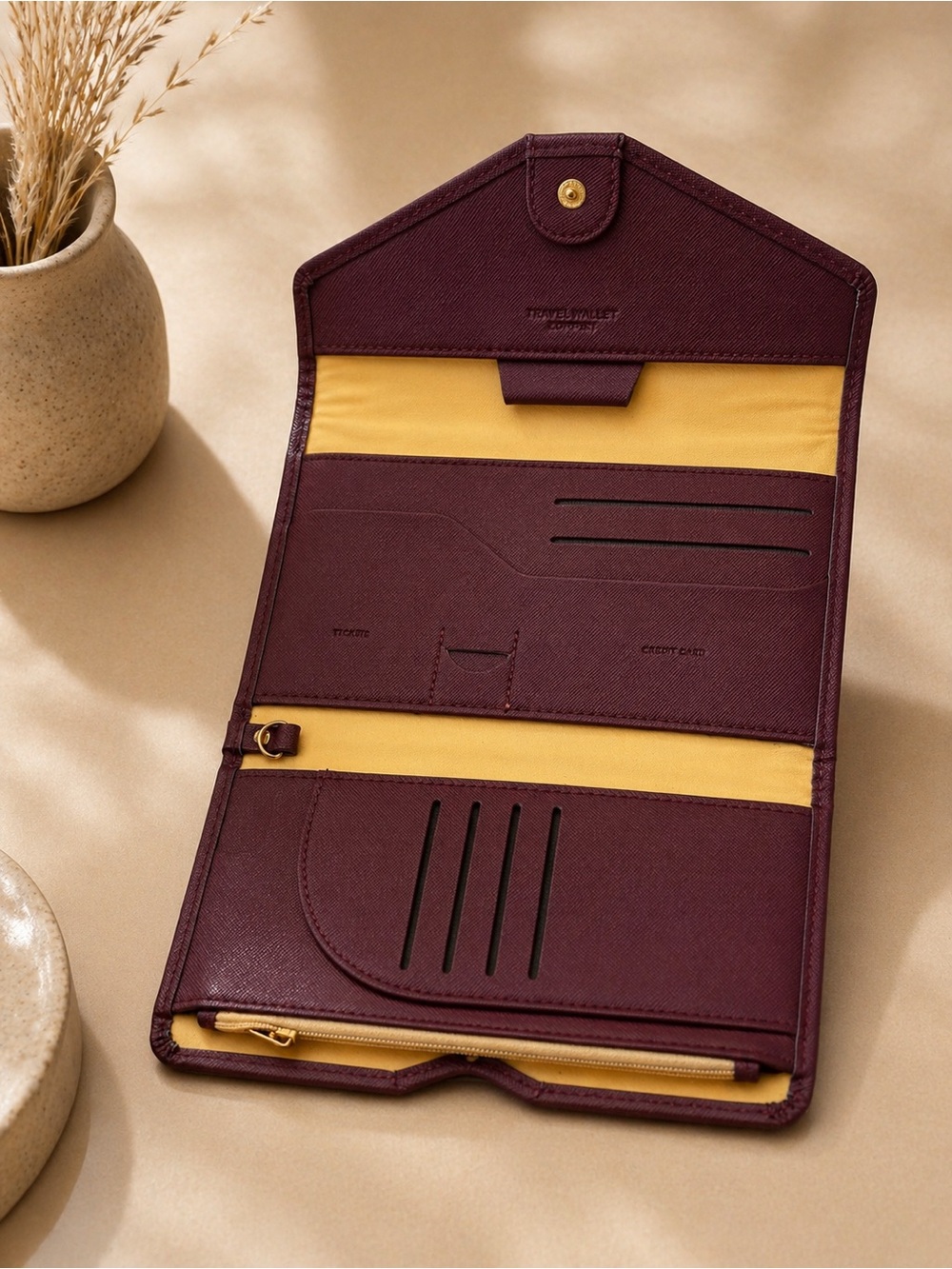 NEW Zoppen Textured Trifold Wallet in Deep Burgundy